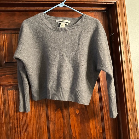 Merino Wool Crop Relaxed Fit Grey Sweater - Picture 1 of 4